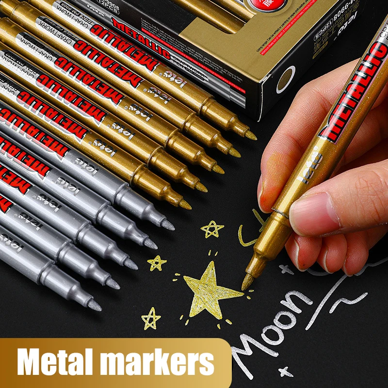 

1pcs Metallic Color Markers Quick Drying Waterproof Signature Pen, Tire Painting Greeting Card Graffiti Artistic Painting DIY