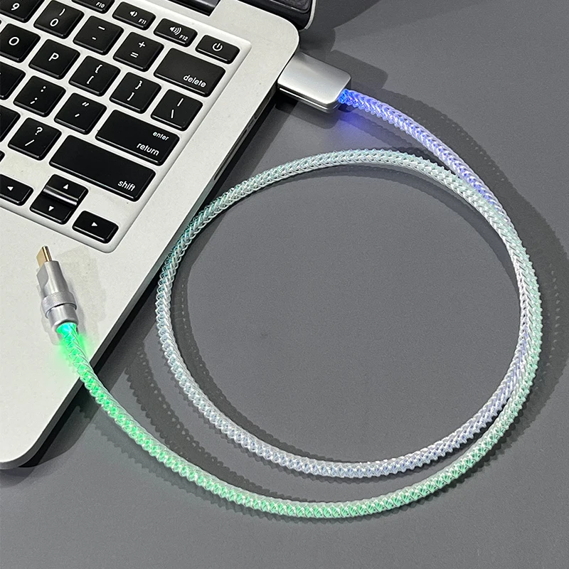 RGB Type C Lighted Cable Customized Mechanical Keyboard Power Cord USB Data Cable LED Flow Light Charger For GK61 Gk64 Keyboard