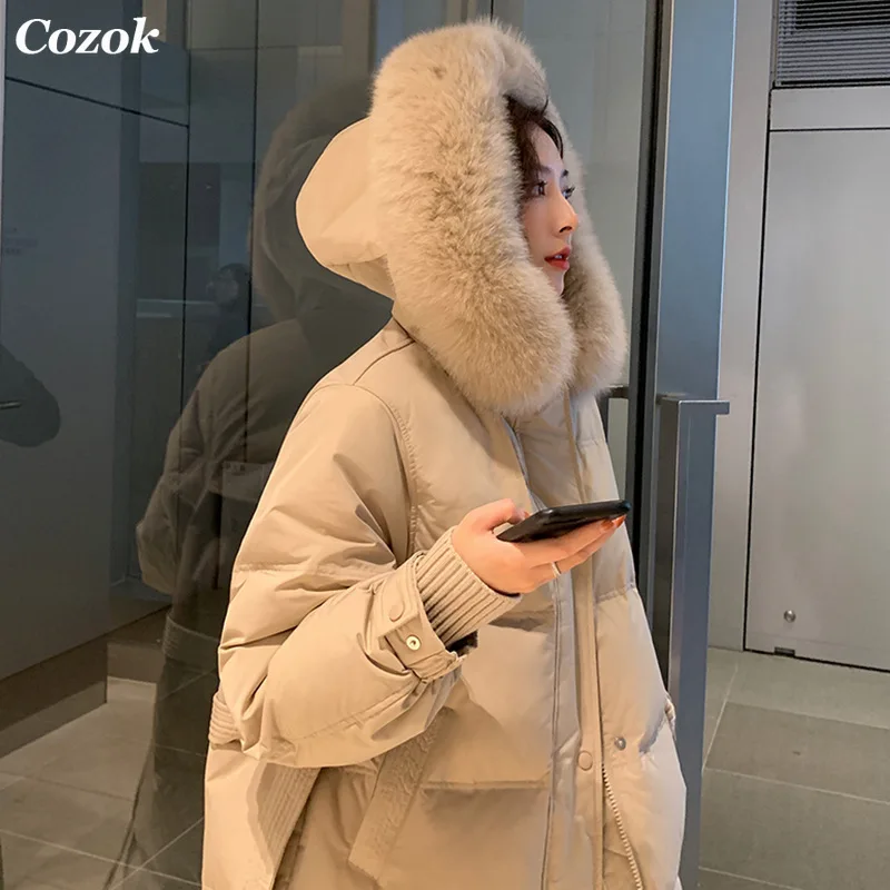 Women's Winter Jacket Clothes 2021 Faux Fox Fur Collar Long Bread Down Jackets for Female Oversize Luxury Thick Warm Parker Coat enlarge