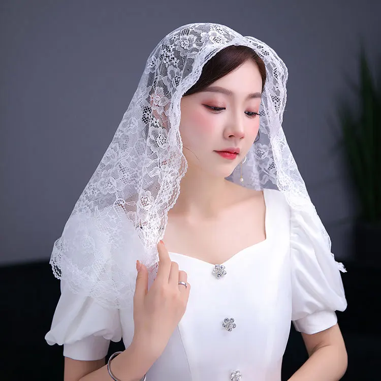 Кружевной головной убор для невесты мусульманский короткая вуаль шаль одна