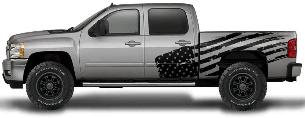

Заводские поделки Patriot V2 боковой Графический комплект 3M виниловая наклейка обертка совместимая с Chevy Silverado 2008-2013-глянцевый черный