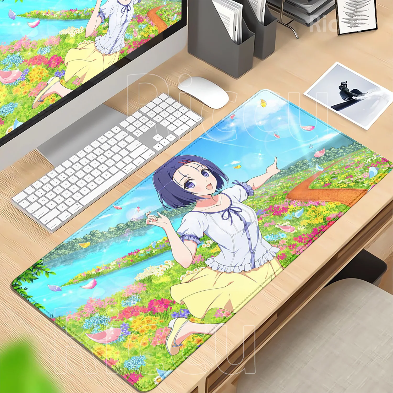 Фото Коврик для мыши с изображением аниме-девушки Konjiki no Yami ToLove Ru, 900x400 мм, большой игровой коврик для мыши, офисный коврик для клавиатуры с HD-печатью, XXL коврик для стола с оверлоком №3
