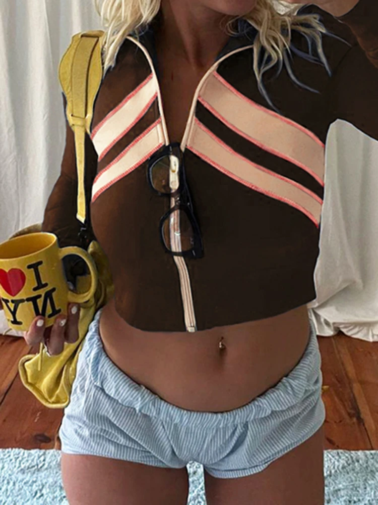 

Укороченные зимние куртки WeiYao для женщин, американские ретро уличные контрастные Лоскутные приталенные повседневные толстовки с воротник...