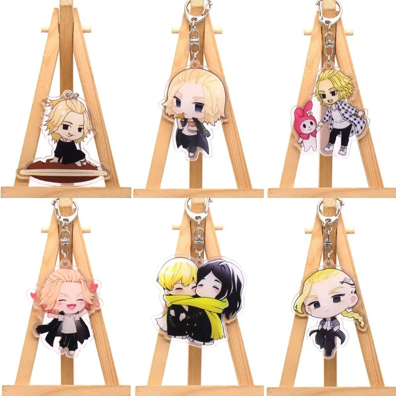 

Anime Tokyo Revengers Keychain Acrylic Figure Manjiro Ken Takemichi Hinata Atsushi Chibi Keyrings Kawaii Bag Key Chains Pendant