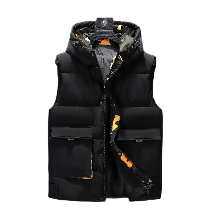 

Winter Men Plus Large Size 7xl Vest Hooded Waistcoat Camouflage Sleeveless Jackets Warm Parka Coat for Men Unisex Travel Vest