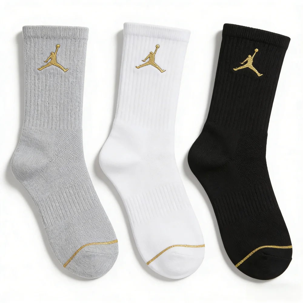 Фото Баскетбольные носки Nike: AJ Jordan, набор из 3 пар – мягкие, удобные, унисекс, до колена, дышащие и влагоотводящие, модель SX5545-915. №4
