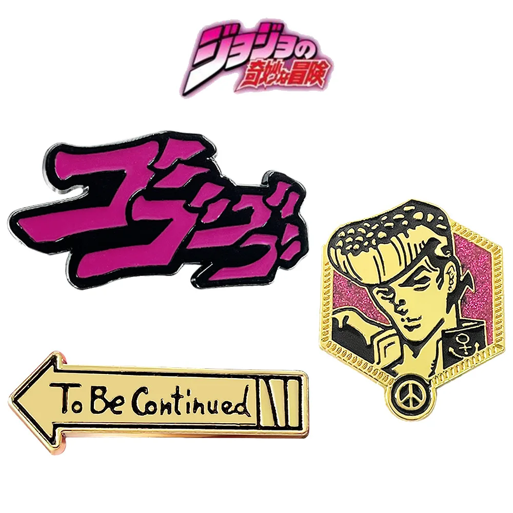 Anime JoJos Bizarre Adventure Pins Brooch Higashikata Josuke Ending Words To Be Continued Arrow Badge Brooches Jewelry Gift