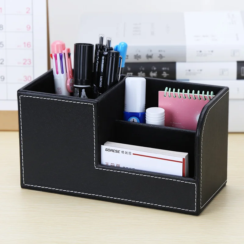 

Leather Pen Container Set Simple Office Desktop Stationery Small Cardboard Storage Box Creative Storage Rack