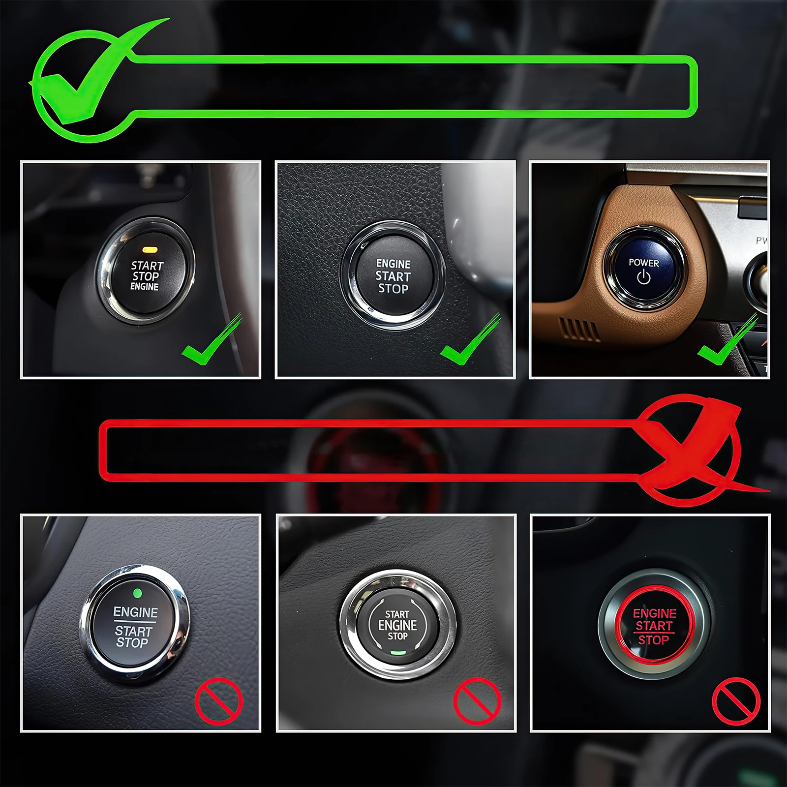 1 шт. декоративное кольцо для кнопки запуска и остановки двигателя автомобиля