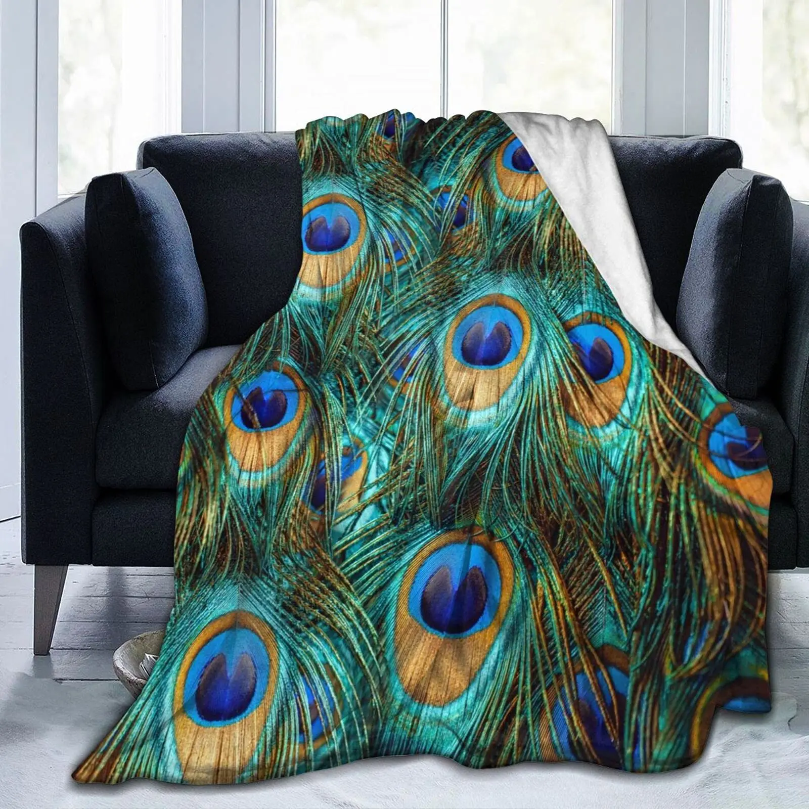 

Peacock and Vintage Botanical Flannel Fleece Blanket Ultra Soft Cozy Warm Throw Lightweight Blanket Microfleece Blanket for Home