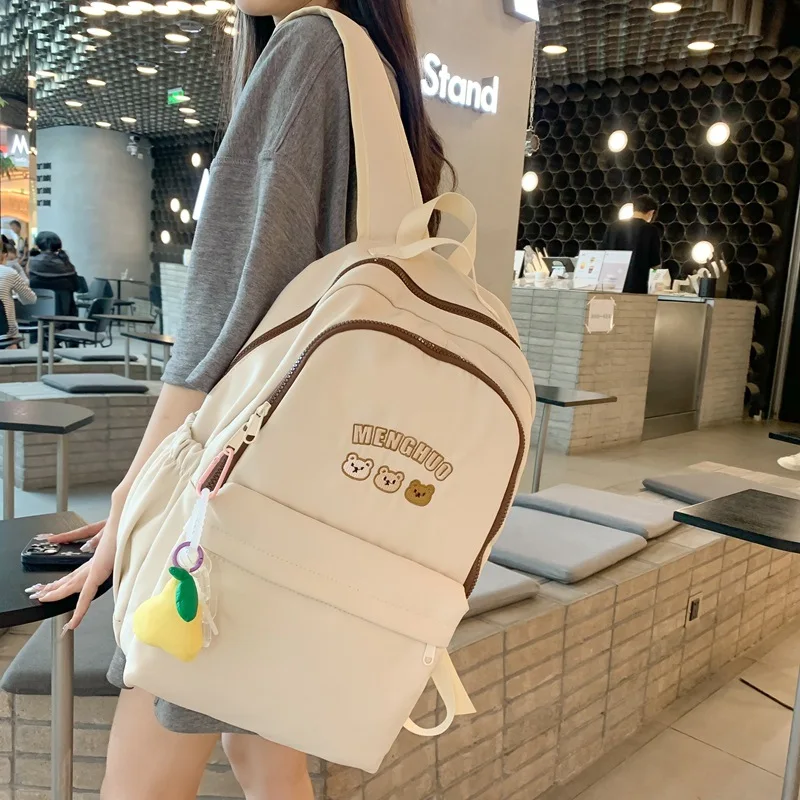 

New Japanese Contrast Design Sense Student Schoolbag Female Korean Version Of The College Style Backpack Large-Capacity Backpack