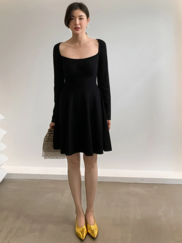 

2022 Spring Summer Women One Piece Fashion Slim Elegant Knit Casual Solid Mini Dresses Female Clothes Vestdios