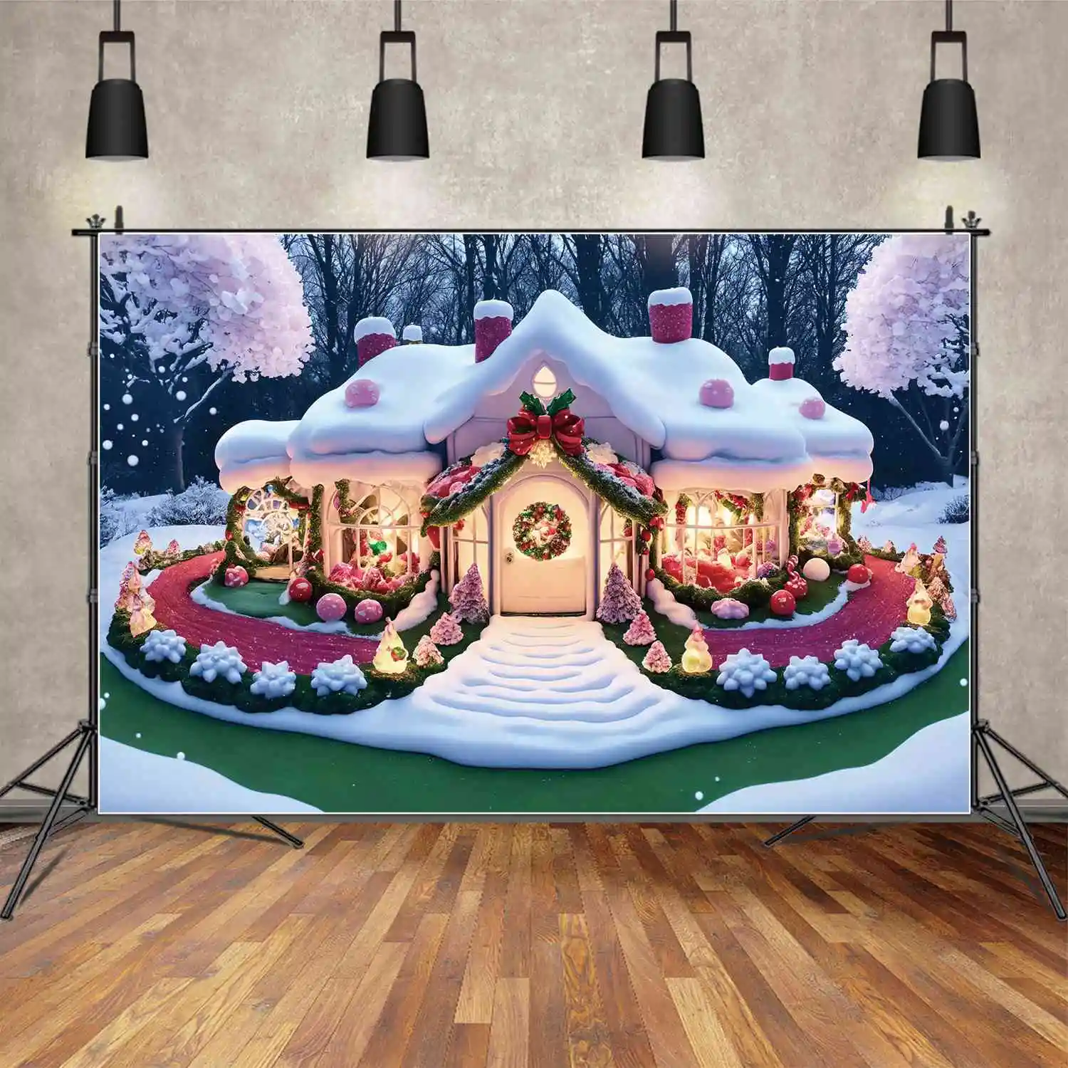 

MOON.QG Photography Backdrop Christmas Baby Party Home Room Photo Booth Background Custom Candy Bar Garland Photoshoot Props