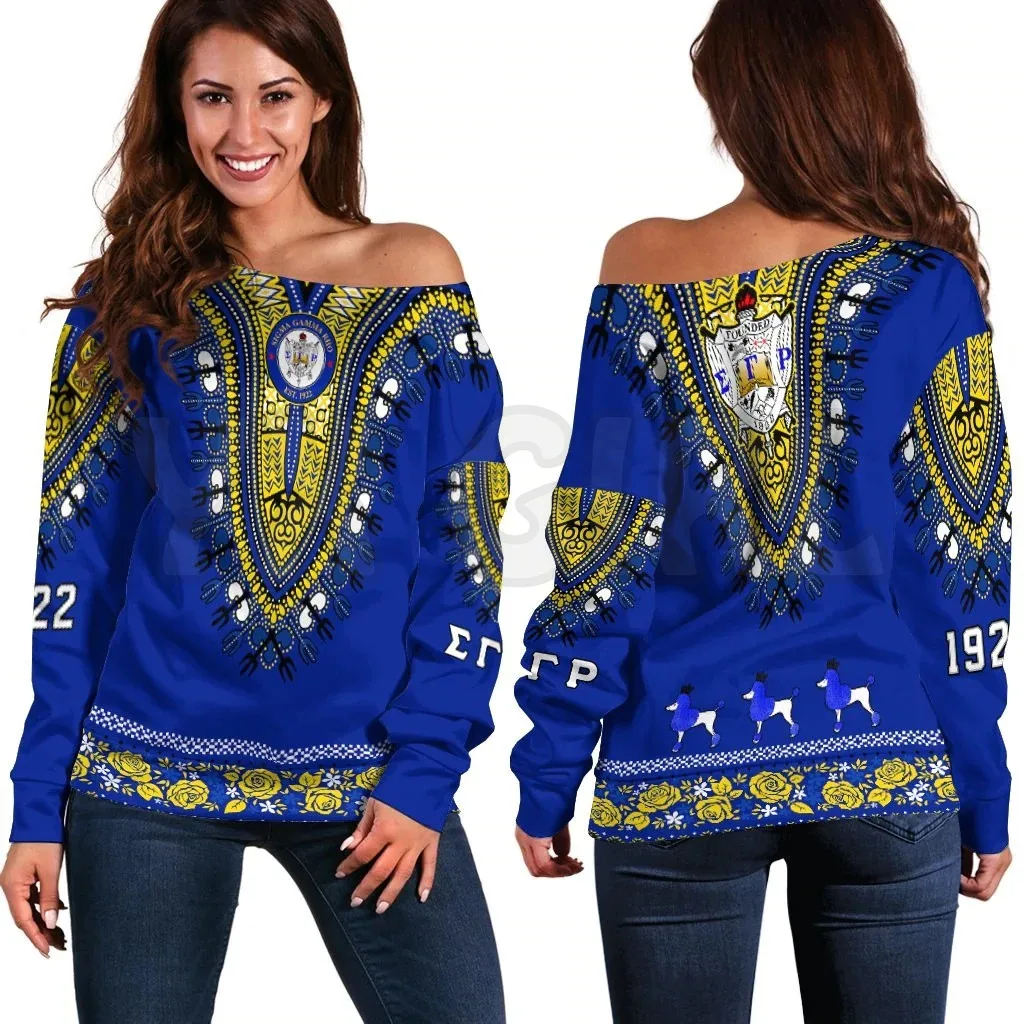 YX GIRL Sigma Gamma Rho African Pattern  3D Printed Novelty Women Casual Long Sleeve Sweater Pullover