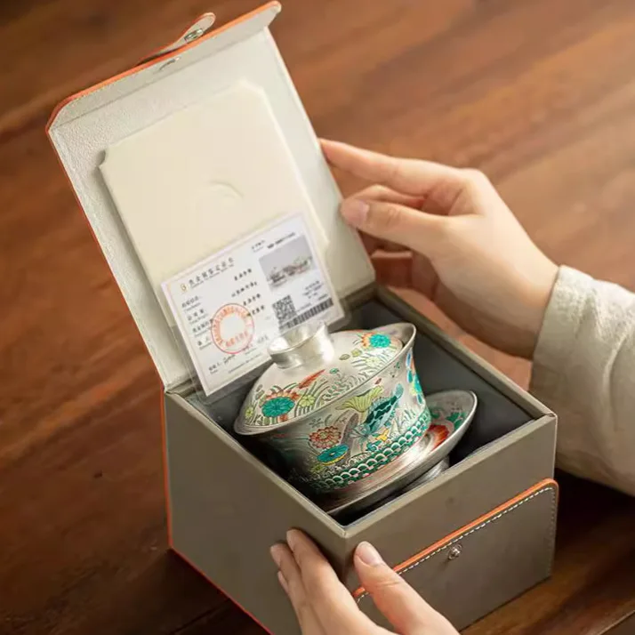 Рыба и водоросли узор серебряный позолоченный гавань одиночный высококлассный