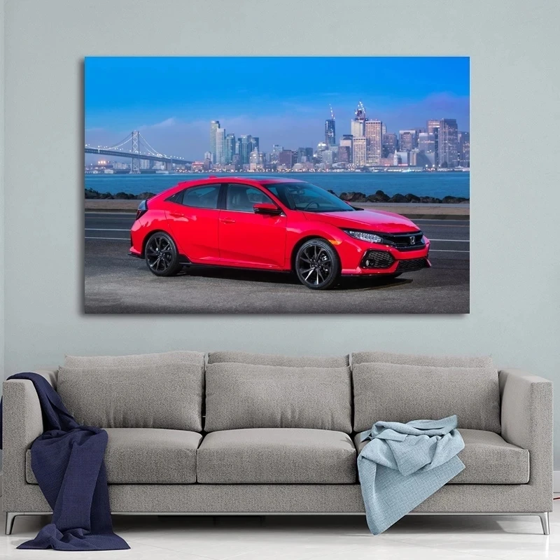 

Canvas Hd Prints Pictures City Wall Artwork Painting Home Decoration Modular Modern Red Car Poster For Living Room No Framework
