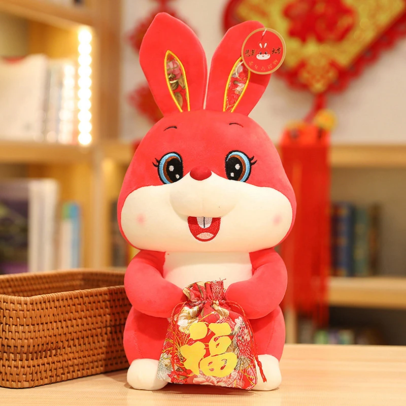 

New Year Plush Toy Year of Rabbit Lucky Bunny Stuffed Doll Mascot Collection Children Gift Toy Christmas Gift