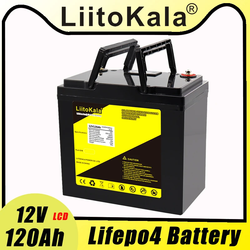 

LiitoKala 12.8v 120AH lifepo4 battery with 100A BMS 12V 120Ah battery for go cart UPS Household appliances Inverter +14.6V 20A