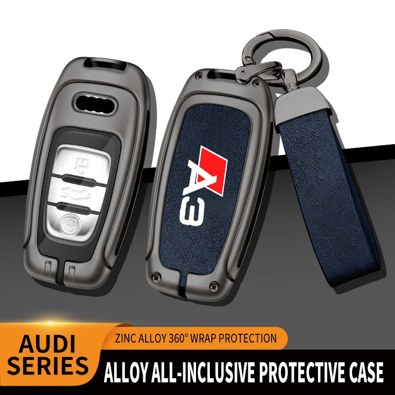 

Car TPU Zinc Alloy Key Case Bag For Audi A3 b8 S Line Logo Car Key Chain Car Metal Key Shell Interior Decoration Accessories