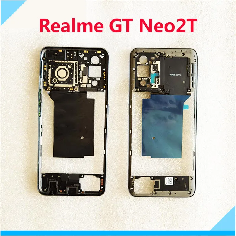 

For Realme GT Neo2T Middle Frame Front Housing Bezel Chassis Without Volume Button RMX3357 Smartphone Parts