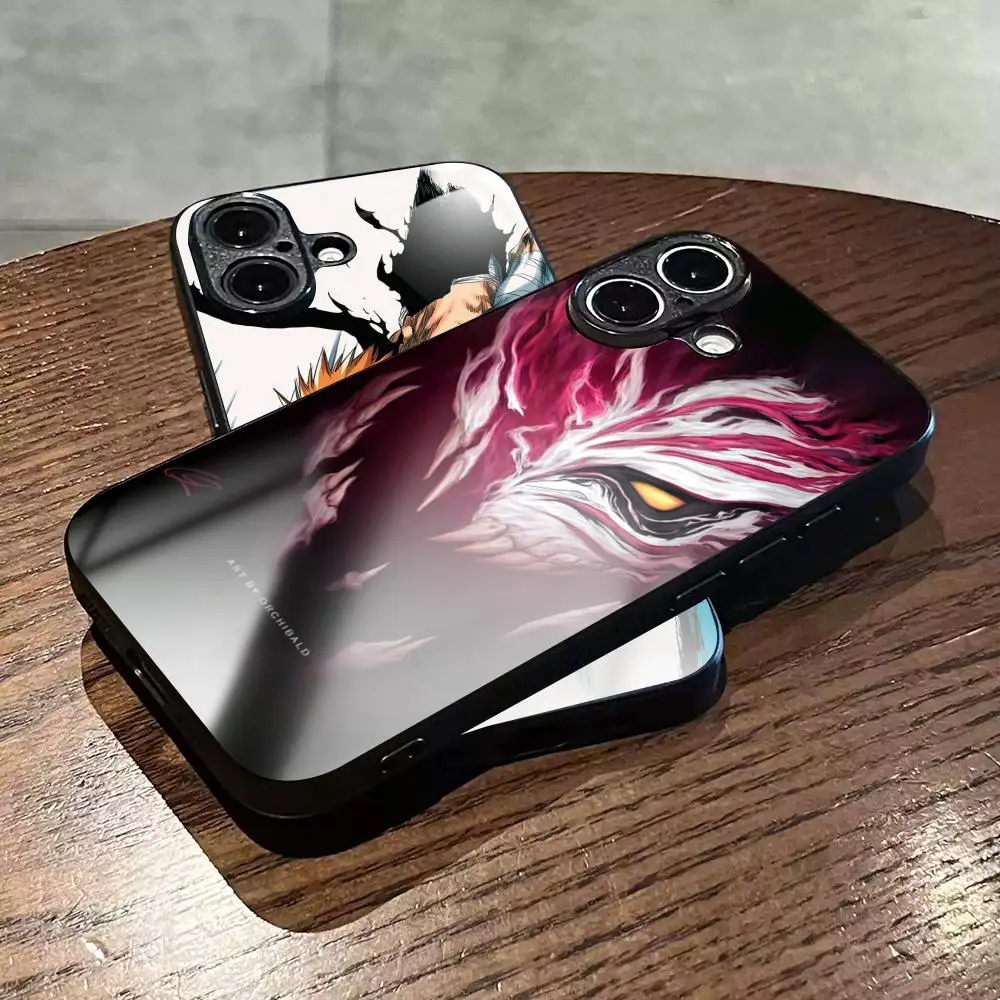 Фото Классический чехол для телефона с постером аниме Hot Blood Bleach для iPhone 17 Air, 16, 15, 14, 13, 12, 11 Plus, Mini, Pro, Max, стеклянный магнитный чехол №4