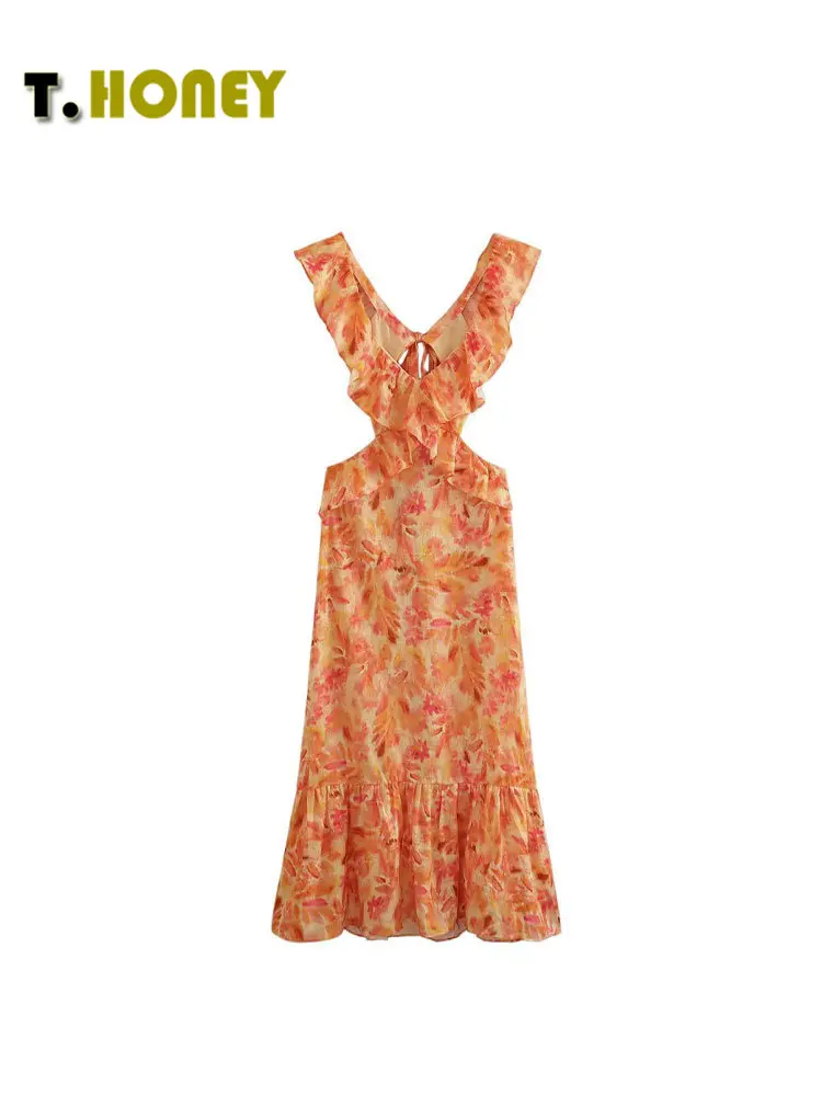 

Женское модное платье-миди TELLHONEY с V-образным вырезом и принтом