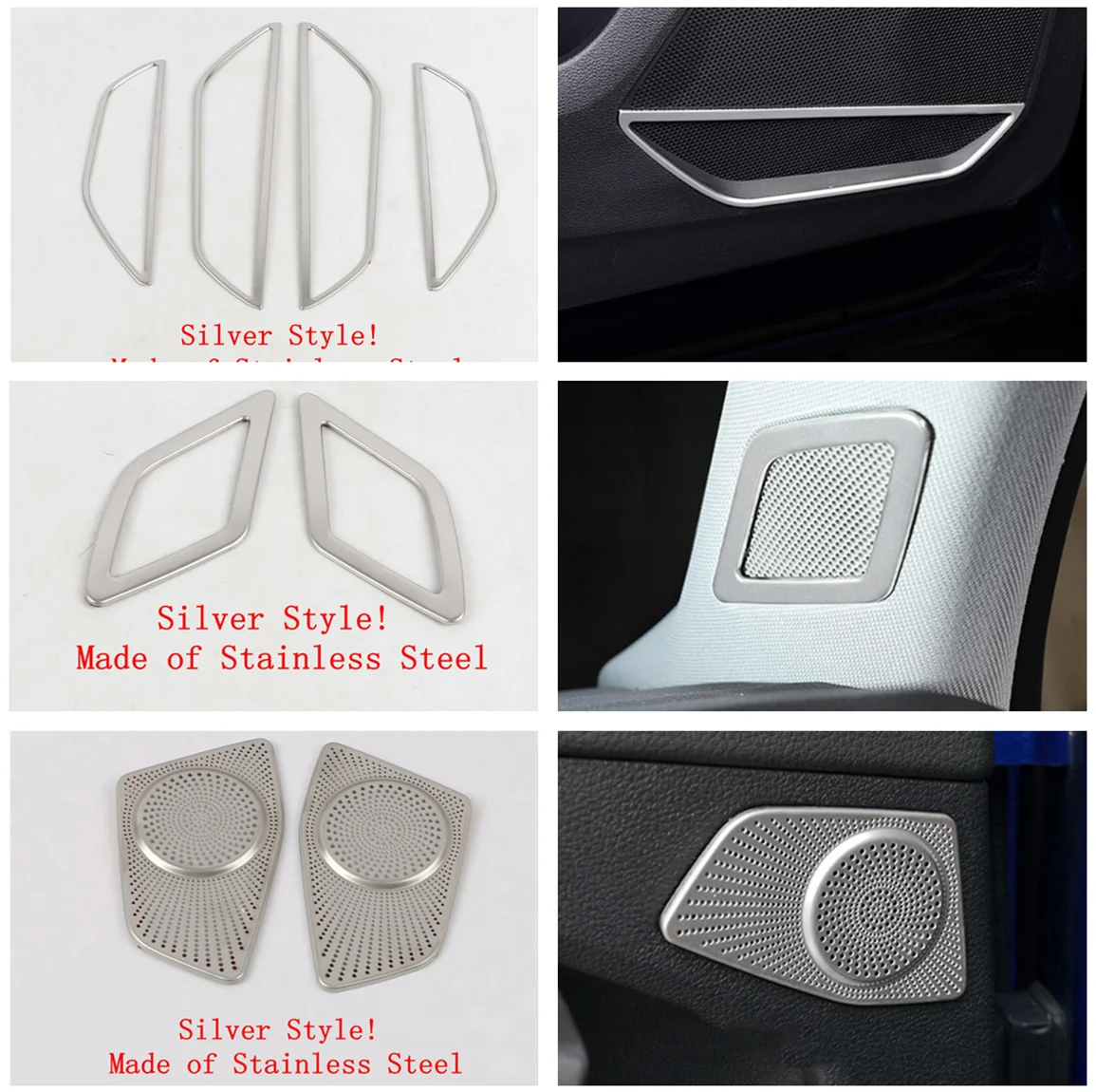 

For Audi Q3 F3 2019 - 2022 Accessories Interior Speaker Audio Horn Frame Decor Cover Trim Stainless Steel