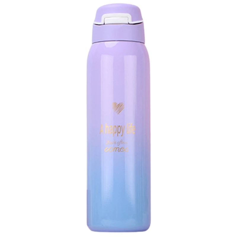 

Insulated Thermals Milk&Coffee Cup Stainless Steel Thermos Straw Water Bottle Gradient Sports Vacuum Flask
