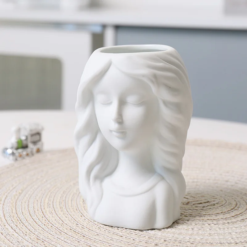 

Pure Little Girl Succulent Flower Pot Silicone Mold Scented Stone Ornaments Homemade Ashtray Flower Pot Pen Holder Handicraft