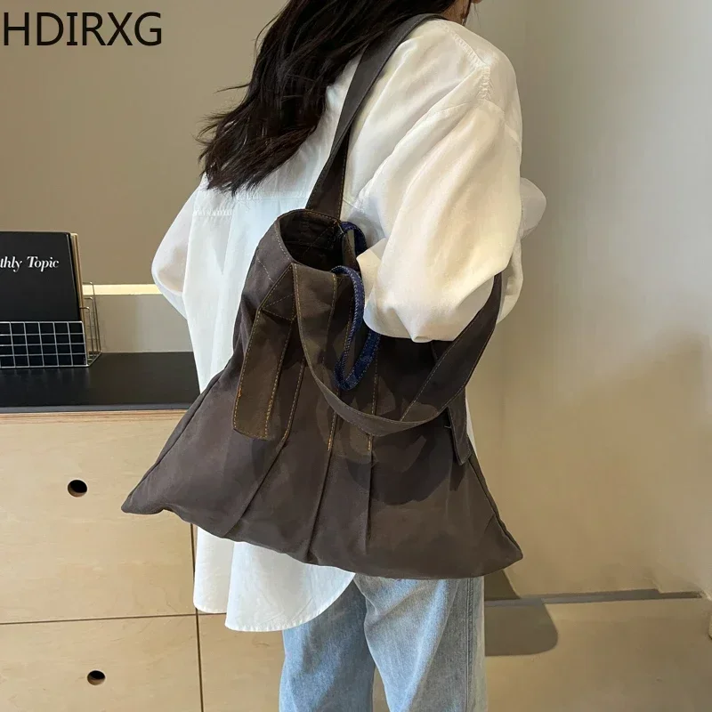 Новый стиль однотонная холщовая сумка-тоут большой емкости дизайнерская