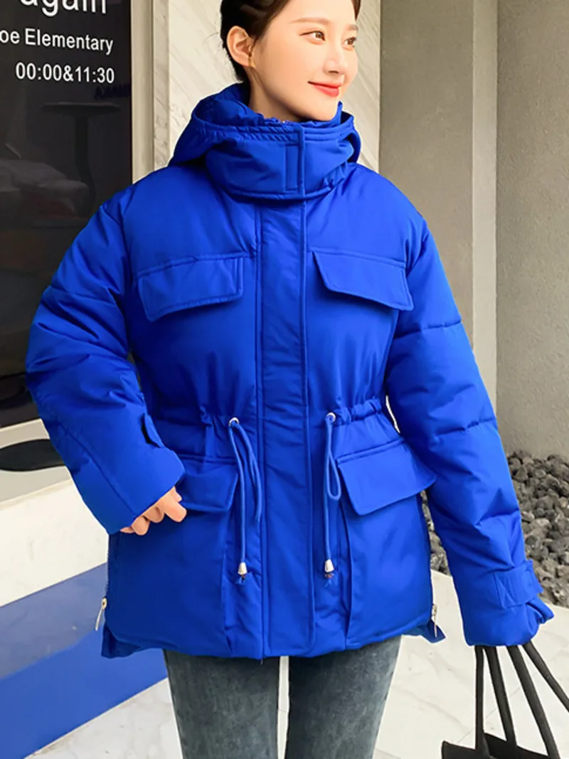 Winter Tooling Hooded Cotton-padded Jacket Women's 2023 Korean Version Candy Color Loose Warm Down Cotton Padded Jacket