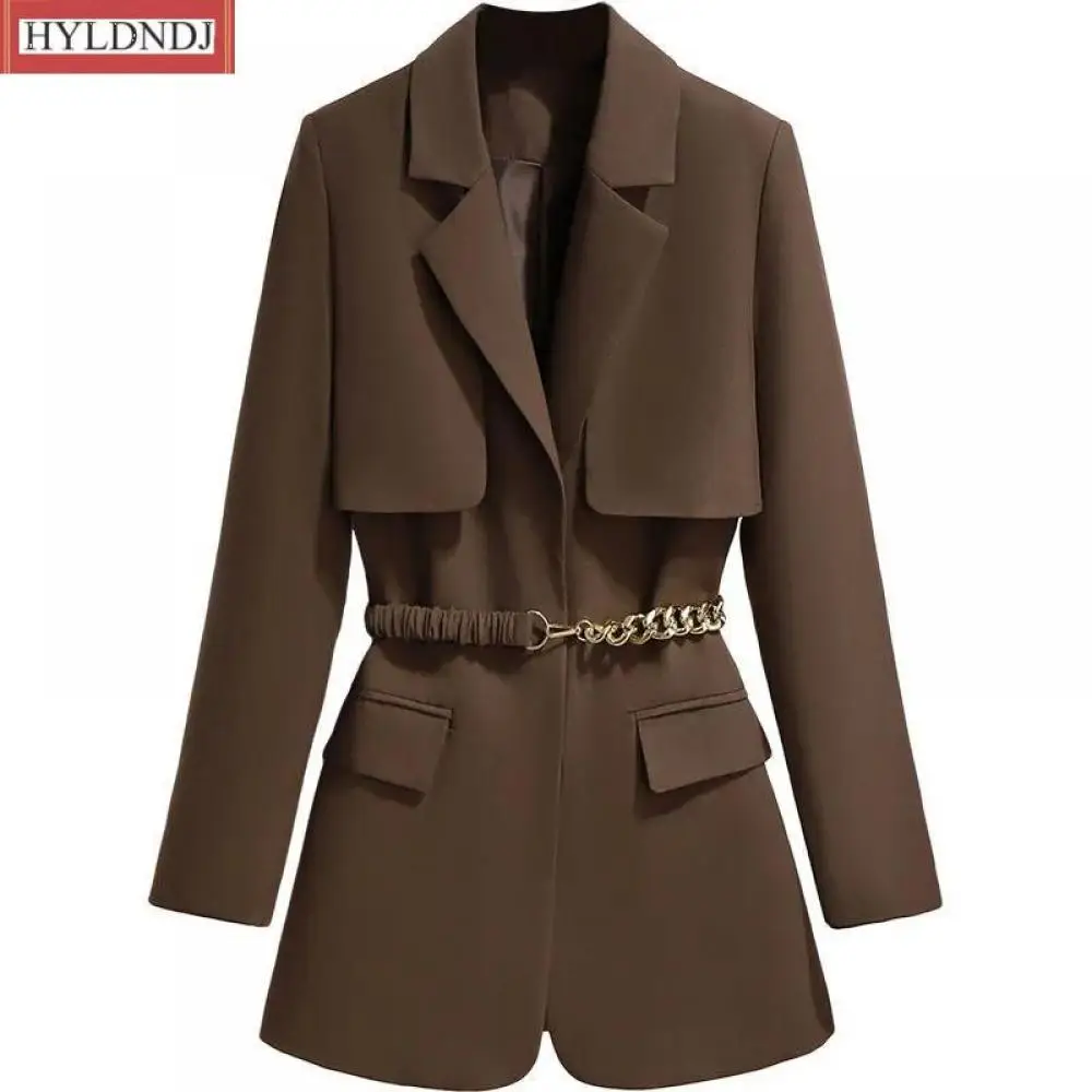 2023 New Design Sense Niche Loose Belt Suit Jacket Waist Windbreaker Female Blazer with Lining Trend Street Women Fashion Blazer