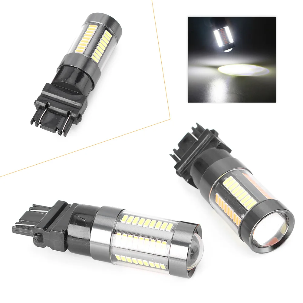 2X 12 В постоянного тока T25 3157 двухцветный переключатель 66SMD 4014 светодиодные лампы