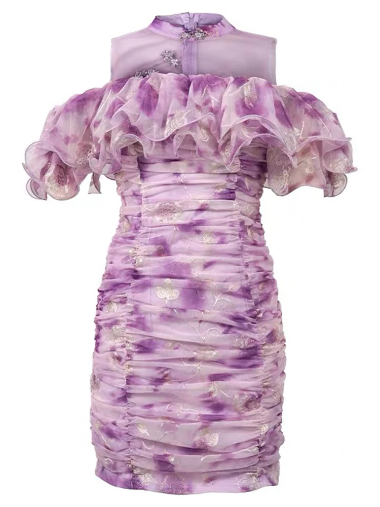 Милое платье Ципао с цветочной вышивкой женское Cheongsam милое прозрачное