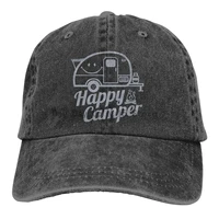 unisex casual denim cap fashion happy camper printed baseball cap outdoor snapback hat women and men sport cap peaked cap hats