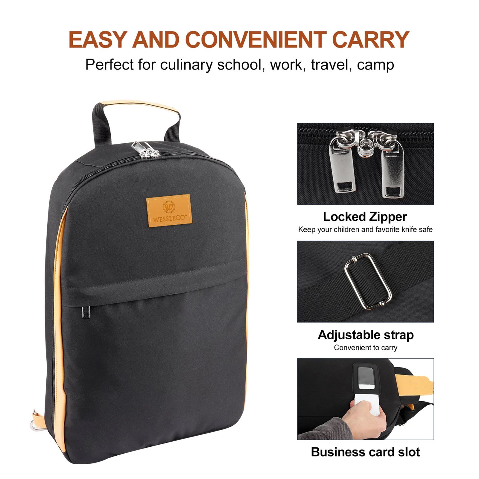 

Chef Knife Bag Vintage Backpack for Knives and Chef Tools Knife Carrying Case with Hidden Back Pocket for Chefs