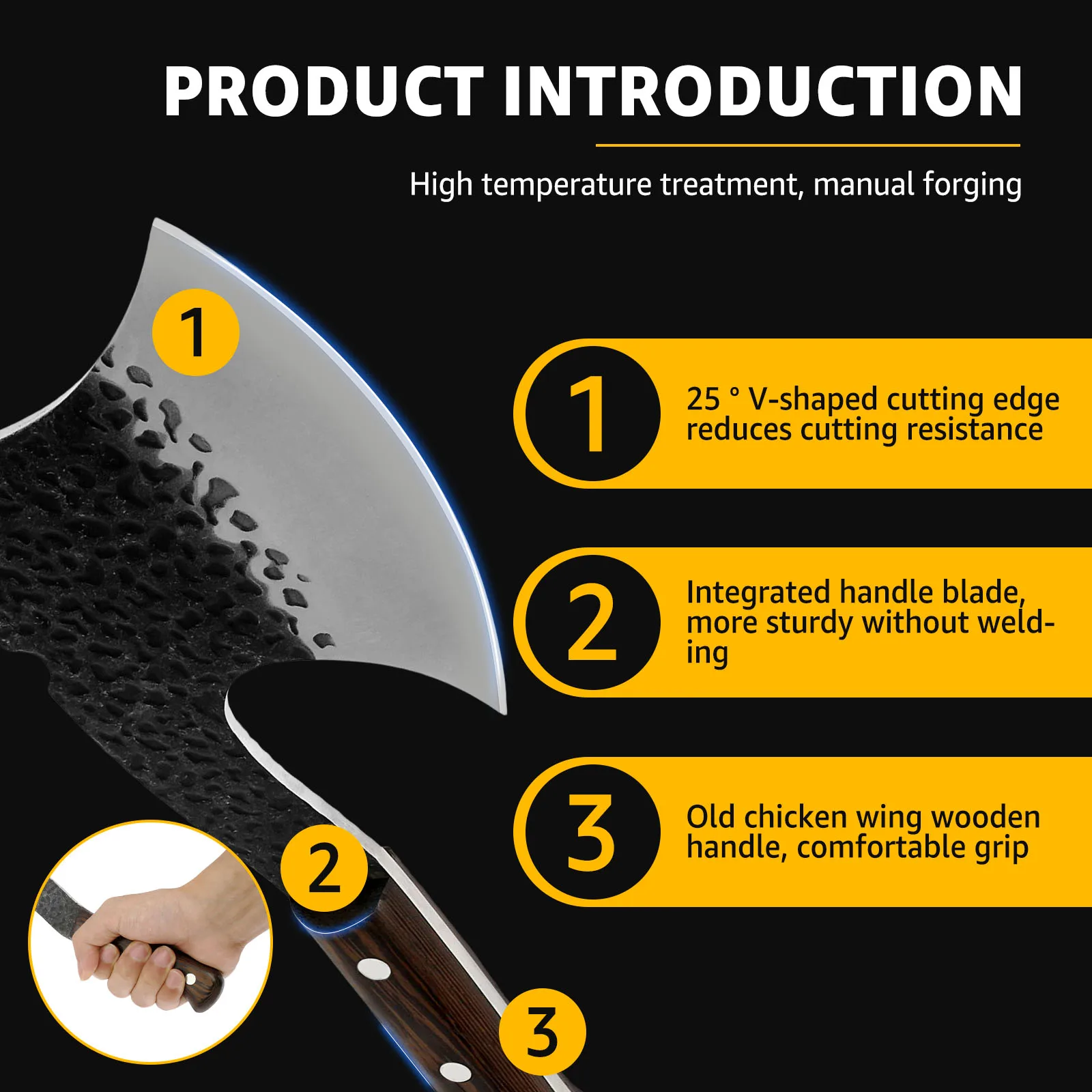 Мясной нож-Кливер с ножнами и деревянной ручкой