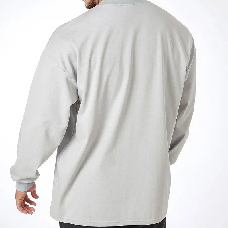 Футболка мужская Спортивная с круглым вырезом Свободный Топ длинным рукавом для