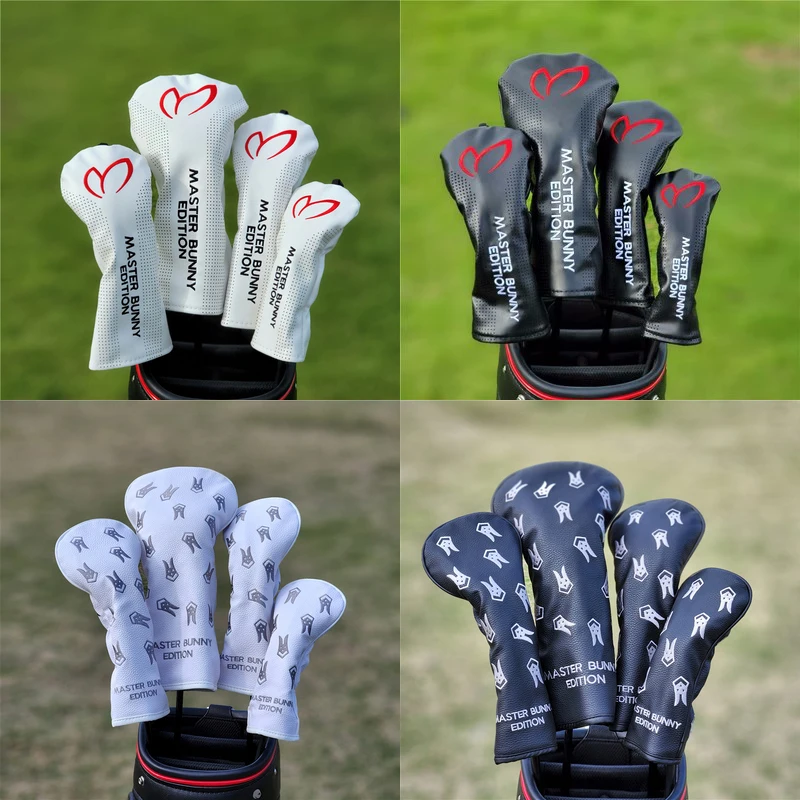 

Master Bunny Golf Woods Headcovers Covers For Driver Fairway Hybrid 135H Clubs Set Heads PU Leather Unisex Protector