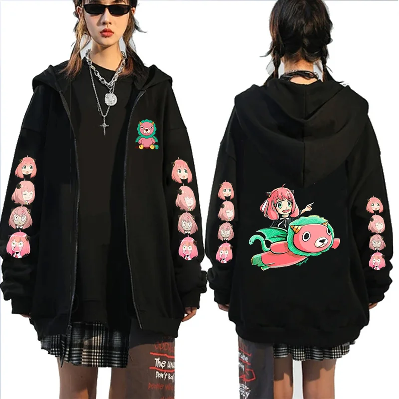 

Kawaii Printed Zip up Hoodies Hip Hop Sweatshirts Men Women Warm Thick Zipper Jacket Coats
