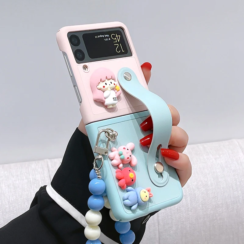 

Новый чехол для телефона Samsung Z Flip 4, складной экран, портативный ремешок Z Flip4, задняя крышка, противоударный симпатичный чехол Z Flip 3