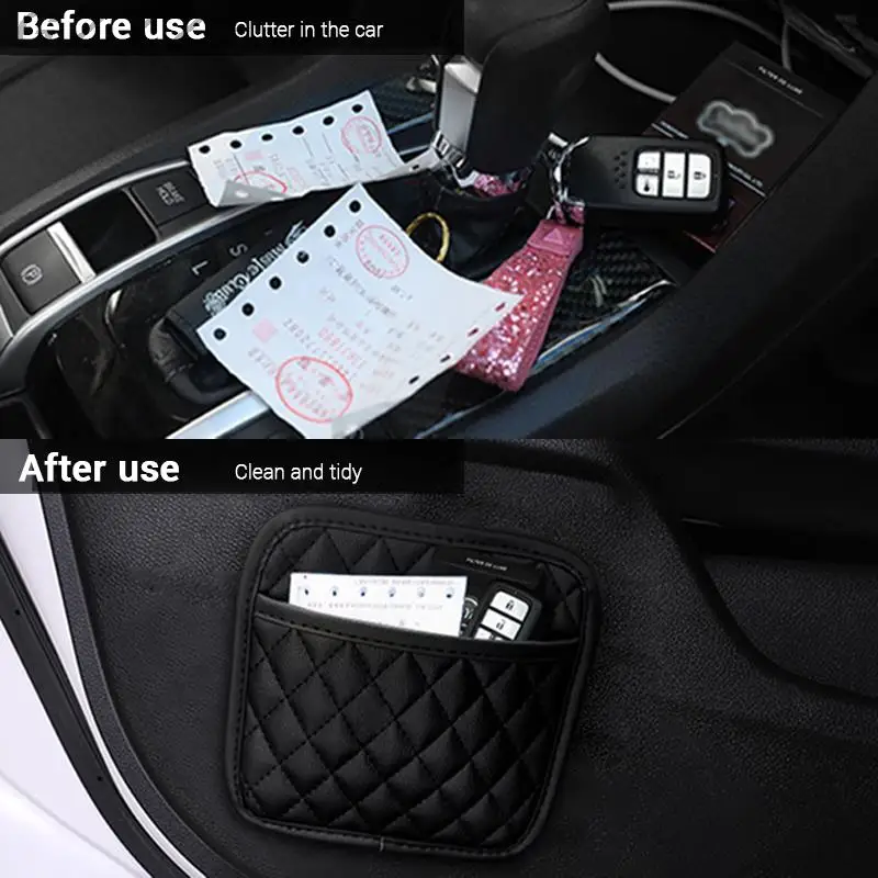 Universal PU Leather Car Storage Pocket Seat Back Door Center Console Organizer for Small Stuff Bag All Vehicles |