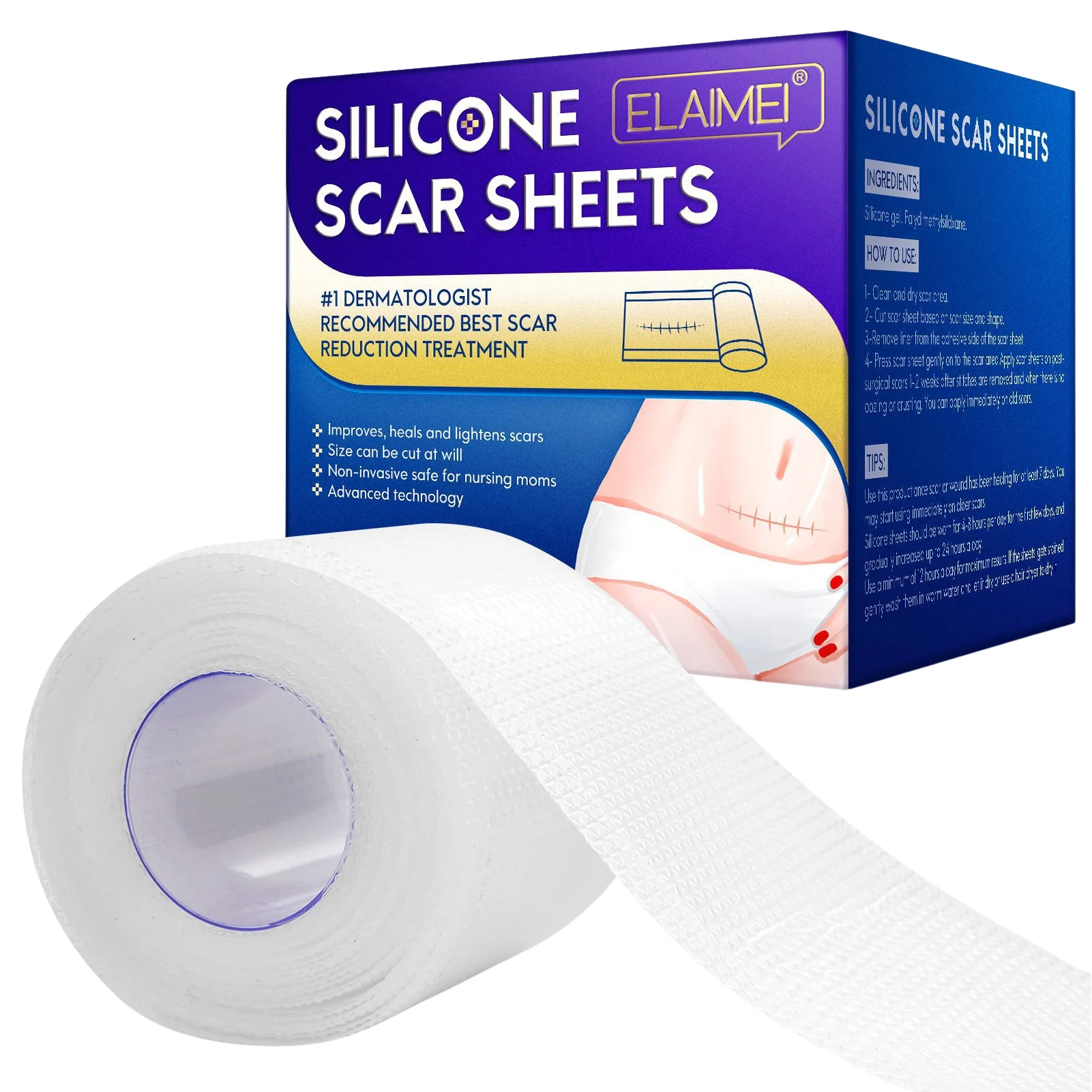 

Silicone Scar Sheets Silicone Scar Tape Roll Scar Away Silicone Tape 1.57x118 Inch Scar Silicone Strips Reusable Washable