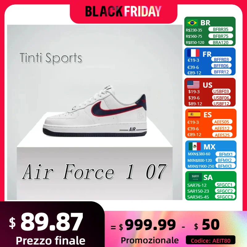 Кроссовки Nike New Air Force 1 07 легкие для мужчин и женщин удобная повседневная обувь