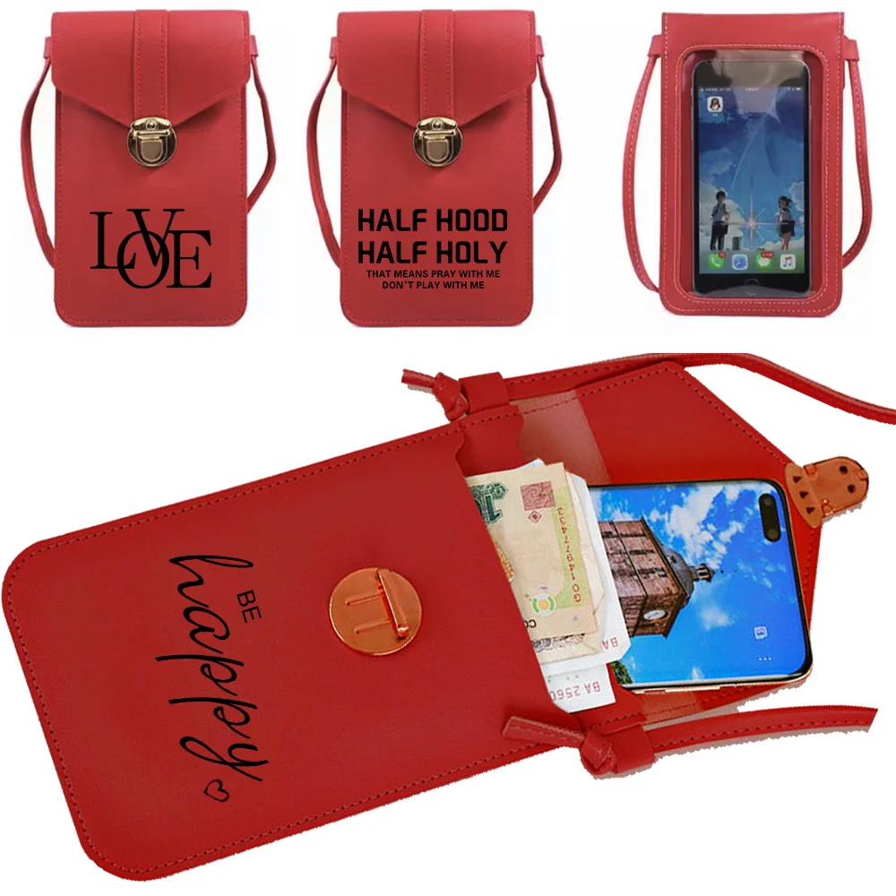 

Женский кошелек, сумка на плечо, многофункциональная женская сумка-клатч с сенсорным экраном, сумки через плечо, новый кошелек с текстовым принтом, держатель для карт