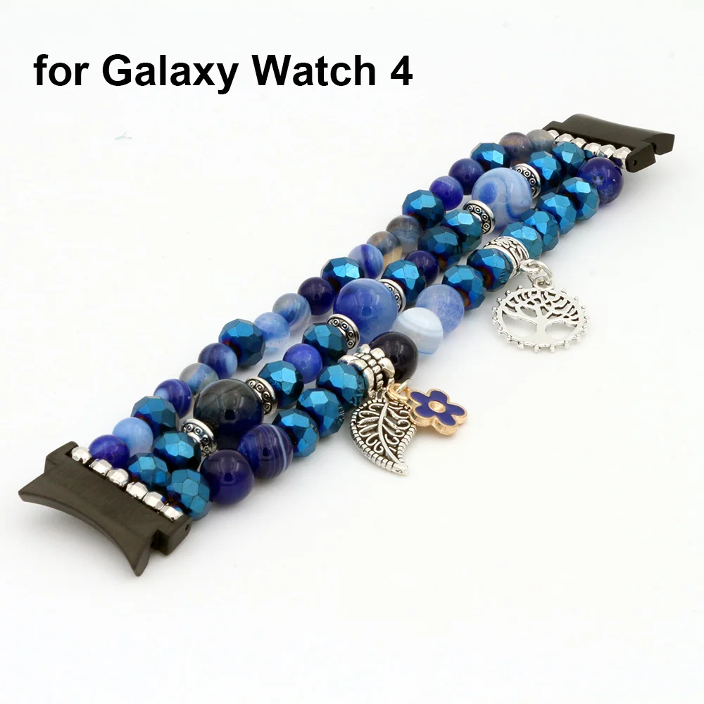 Elastic Beaded Strap Bracelet for Samsung Galaxy Watch 4 40mm 44mm/ Watch4 Classic Bands Women Handmade Replacement Watchbands