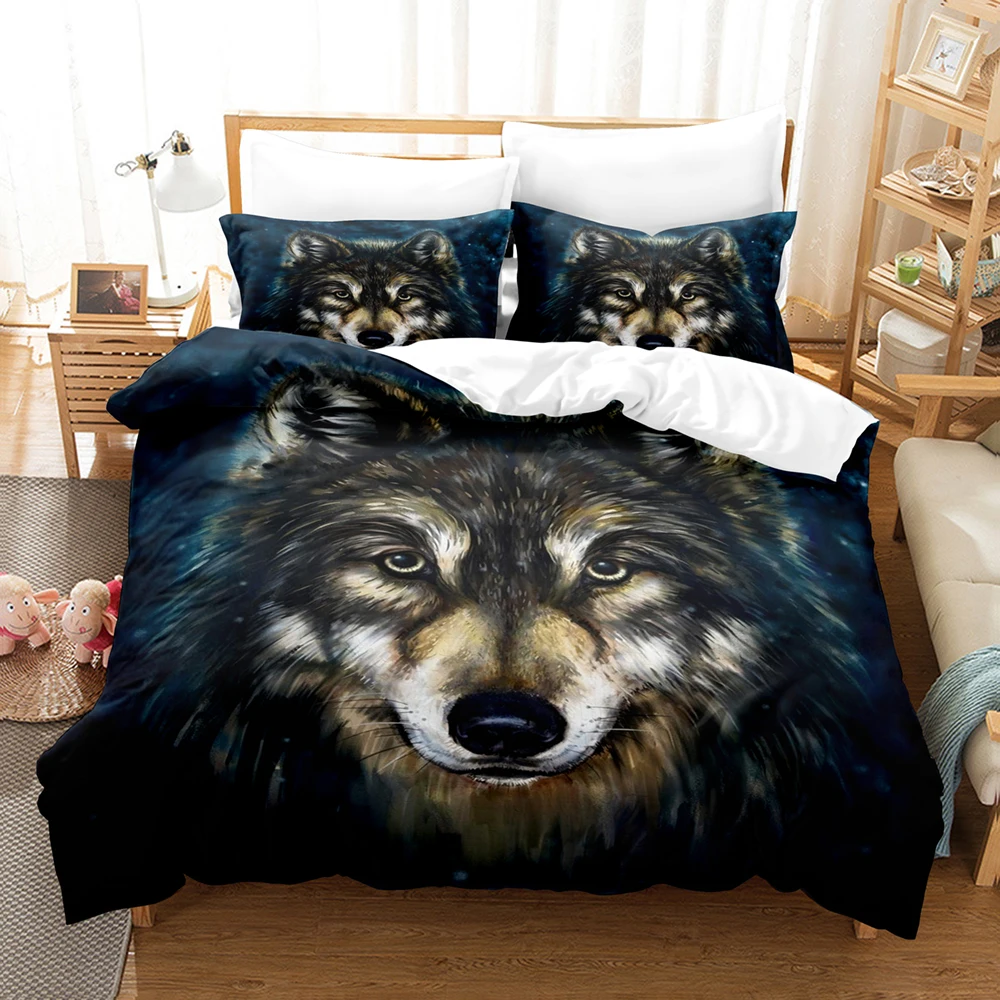 

Personality Wolf Bedding Set Single Twin Full Queen King Size Wolf Bed Set Bedroom Duvetcover Sets Aldult Kid
