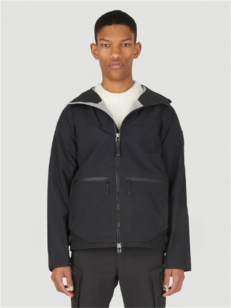 

Autumn 2023 New Men's Jacket Korean Style Cool Fashion Large Patch Pocket Decorated Black Hooded Top