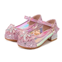 2022 spring summer hildrens leather shoes girls high heels princess shoes sequin crystal shoes kids single shoe size 24 36
