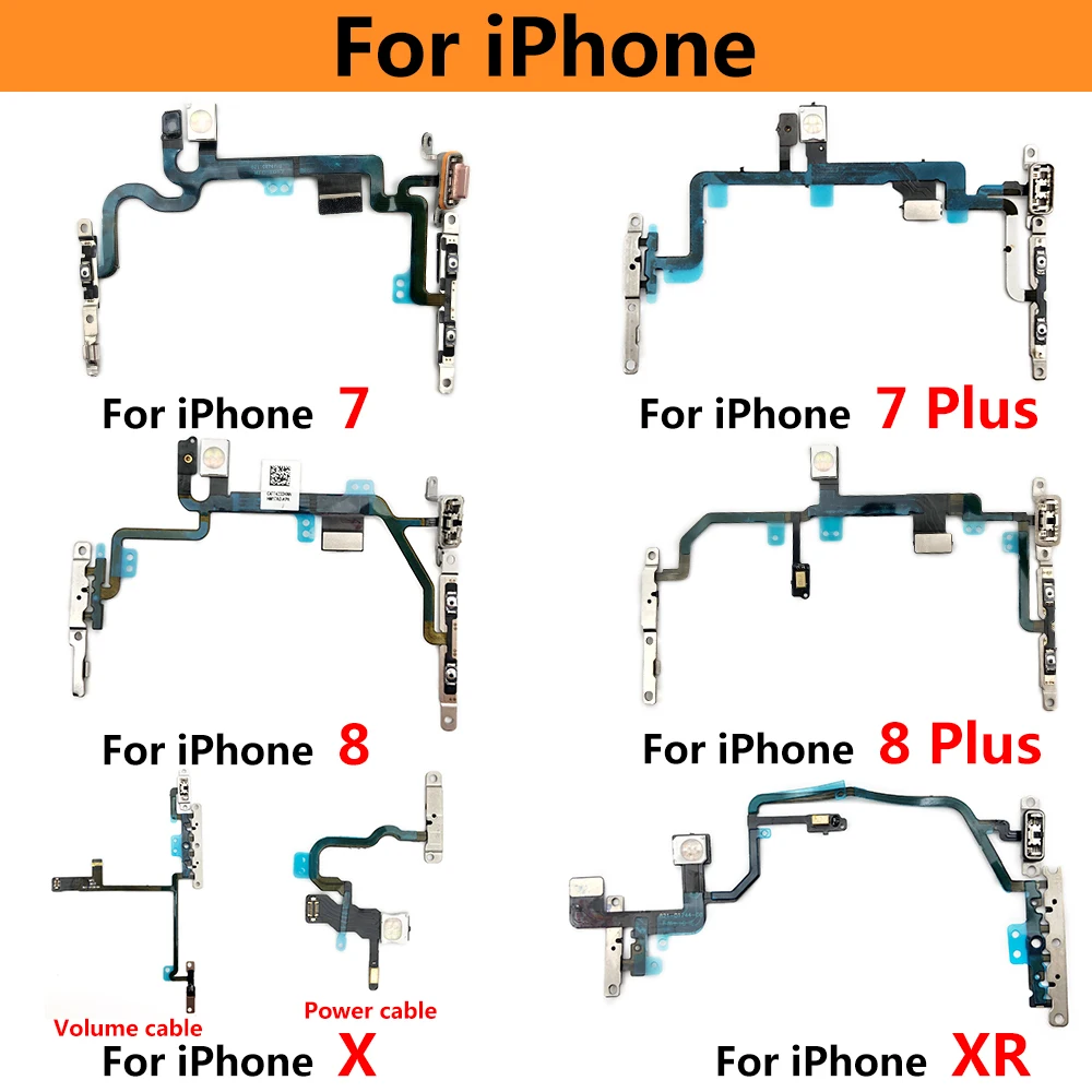 Power Switch On For IPhone 7 8 Plus X XR XS Max Off Button Volume control Key Button Flex Cable images - 6